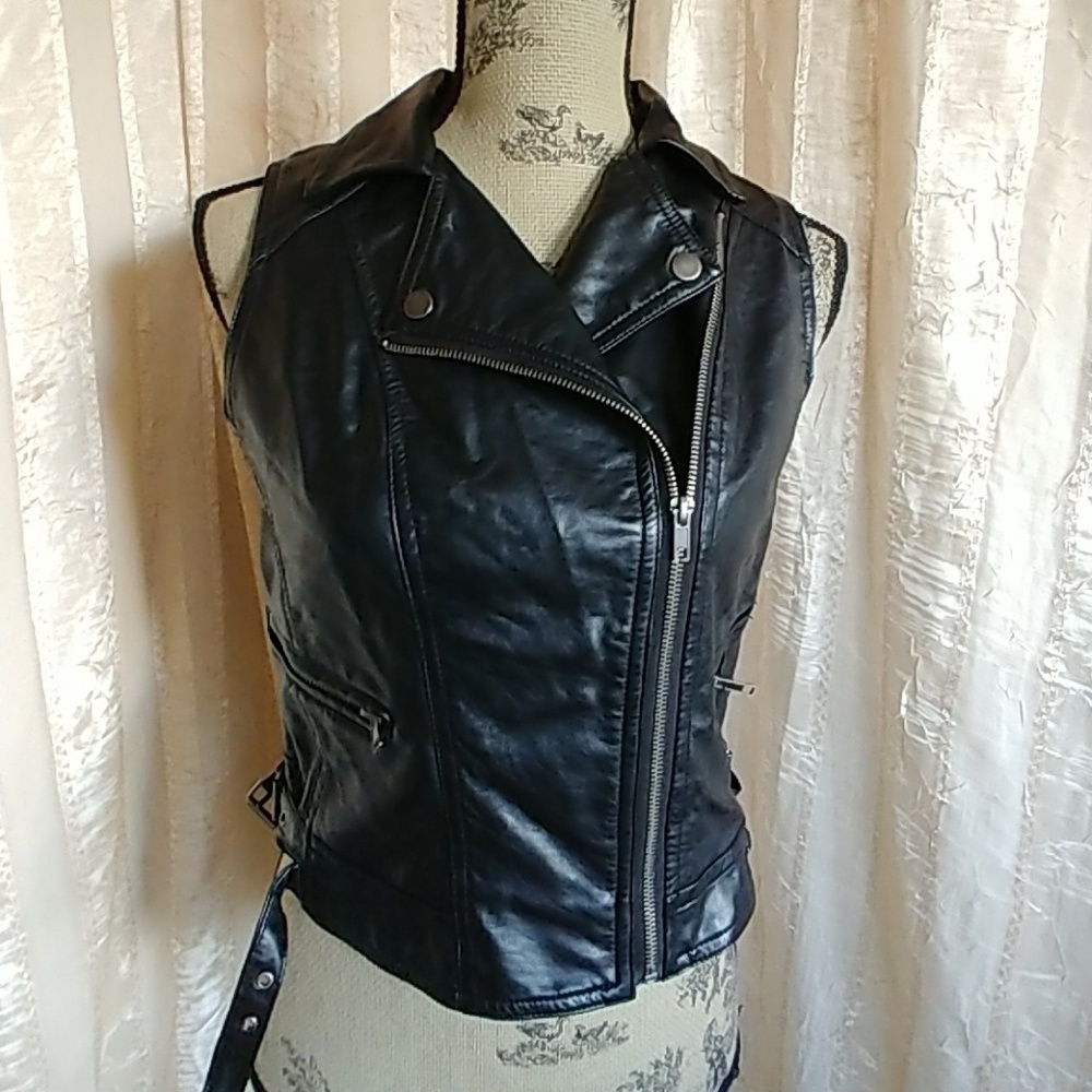 Cotton On Faux Leather Moto Vest